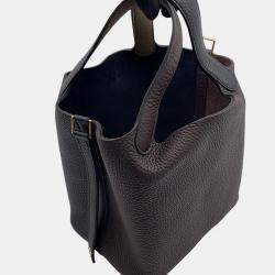 Pre Owned Hermes Picotin Lock Casaque2 18 Black/Macassar/Beige Marfa Taurillon Clemence