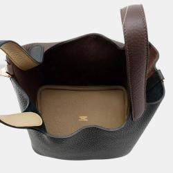 Pre Owned Hermes Picotin Lock Casaque2 18 Black/Macassar/Beige Marfa Taurillon Clemence