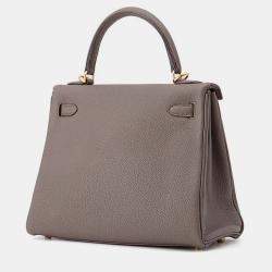 Pre Owned Hermes Kelly Retourne Etain Togo Leather Size 25