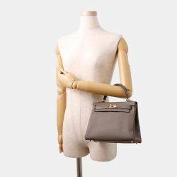 Pre Owned Hermes Kelly Retourne Etain Togo Leather Size 25