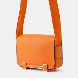 Pre Owned Hermes Geta Verso Orange/Capucines Chevre Myzore Goatskin