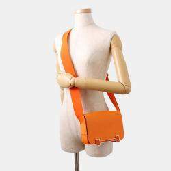 Pre Owned Hermes Geta Verso Orange/Capucines Chevre Myzore Goatskin