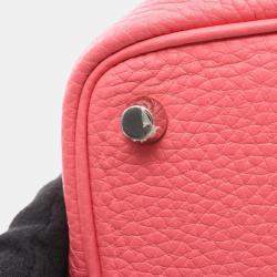 Pre Owned Hermes Picotin Lock 19 Handbag In Taurillon Clemence Leather Pink