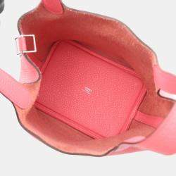 Pre Owned Hermes Picotin Lock 19 Handbag In Taurillon Clemence Leather Pink