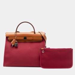 مملوكة مسبقًا Hermes Brown Pink Toile Herbag Zip 31