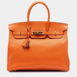 مملوكة مسبقًا Hermes Orange Epsom Birkin Retourne 35