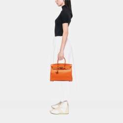 مملوكة مسبقًا Hermes Orange Epsom Birkin Retourne 35