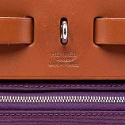 مملوكة مسبقًا Hermes Brown Purple Toile Herbag Zip 31
