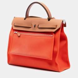 مملوكة مسبقًا Hermes Brown Orange Toile Herbag Zip 31