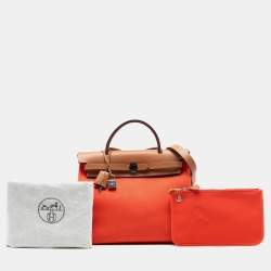 مملوكة مسبقًا Hermes Brown Orange Toile Herbag Zip 31
