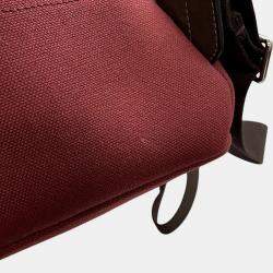 Pre Owned Hermes Sacked Pansage Groom Backpack Rouge H/Chocolat Toile Chevrons Canvas