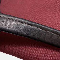 Pre Owned Hermes Sacked Pansage Groom Backpack Rouge H/Chocolat Toile Chevrons Canvas