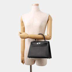 Pre Owned Hermes Kelly Sellier Black Epsom Size 25