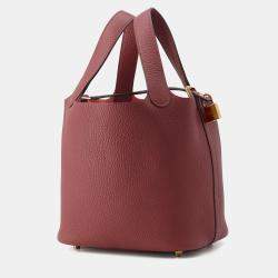 Pre Owned Hermes Picotin Lock Rouge H Taurillon Clemence Size Pm