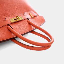 Pre Owned Hermes Orange Poppy Togo Birkin 30