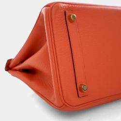 Pre Owned Hermes Orange Poppy Togo Birkin 30