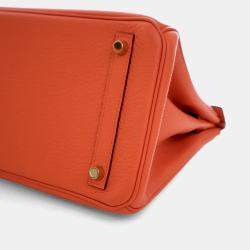 Pre Owned Hermes Orange Poppy Togo Birkin 30