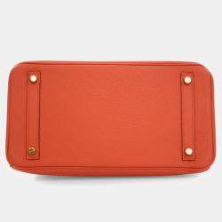 Pre Owned Hermes Orange Poppy Togo Birkin 30