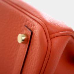 Pre Owned Hermes Orange Poppy Togo Birkin 30