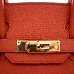 Pre Owned Hermes Orange Poppy Togo Birkin 30