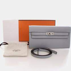 Pre Owned محفظة هيرمس كيلي تو جو جلد أبسوم أزرق جليدي