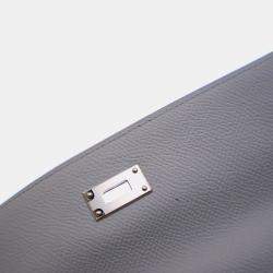 Pre Owned محفظة هيرمس كيلي تو جو جلد أبسوم أزرق جليدي