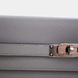 Pre Owned محفظة هيرمس كيلي تو جو جلد أبسوم أزرق جليدي