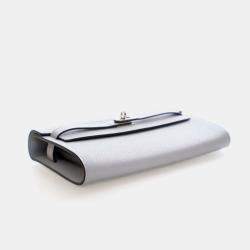 Pre Owned محفظة هيرمس كيلي تو جو جلد أبسوم أزرق جليدي