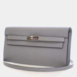 Pre Owned محفظة هيرمس كيلي تو جو جلد أبسوم أزرق جليدي
