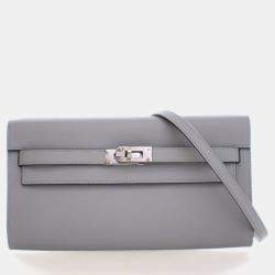 Pre Owned محفظة هيرمس كيلي تو جو جلد أبسوم أزرق جليدي