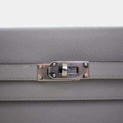 Pre Owned محفظة هيرمس كيلي تو جو جلد أبسوم أزرق جليدي