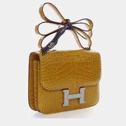 مملوكة مسبقًا Hermes Jaune Ambre Alligator Mississippiensis Constance 18
