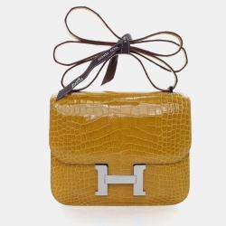 مملوكة مسبقًا Hermes Jaune Ambre Alligator Mississippiensis Constance 18