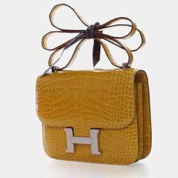 مملوكة مسبقًا Hermes Jaune Ambre Alligator Mississippiensis Constance 18