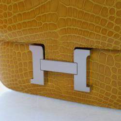 مملوكة مسبقًا Hermes Jaune Ambre Alligator Mississippiensis Constance 18