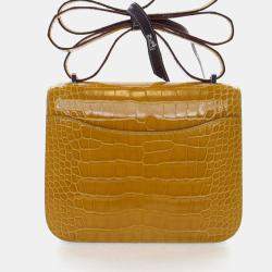 مملوكة مسبقًا Hermes Jaune Ambre Alligator Mississippiensis Constance 18