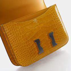 مملوكة مسبقًا Hermes Jaune Ambre Alligator Mississippiensis Constance 18