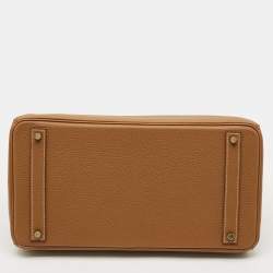 مملوكة مسبقًا Hermès Birkin 40 Gold Finish Gold Togo Leather Tote