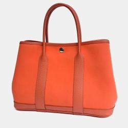 مملوكة مسبقًا حقيبة هيرمس "غاردن بارتي" قماش برتقالي 30