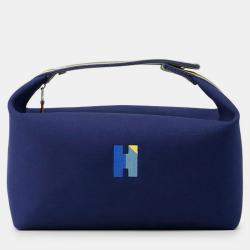 Pre Owned Hermes Brid A Black Marine Canvas Size Gm