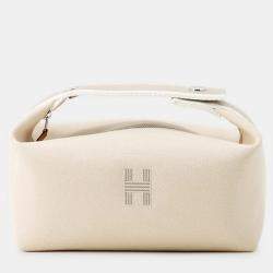 Pre Owned Hermes Brid A Black Beige Canvas