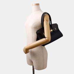 مملوكة مسبقًا حقيبة هيرمس شلدر بيركين كتف أزرق نيلي فاتح/أسود جلد سوفت قماش جان حجم 29