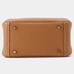 Pre Owned حقيبة هيرمس ليندي جلد تاوريون كلمنس ذهبي حجم صغير