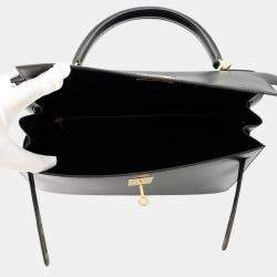 مملوكة مسبقًا Hermes Kelly Sellier Black Box Calf Leather Size 32