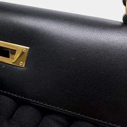 مملوكة مسبقًا Hermes Kelly Sellier Black Box Calf Leather Size 32