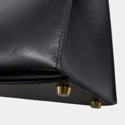 مملوكة مسبقًا Hermes Kelly Sellier Black Box Calf Leather Size 32