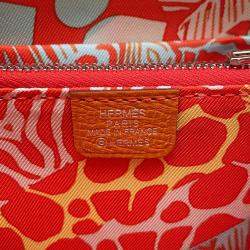 Pre Owned Hermes Azap Compact Silk In Orange Epsom