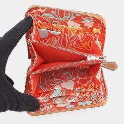 Pre Owned Hermes Azap Compact Silk In Orange Epsom