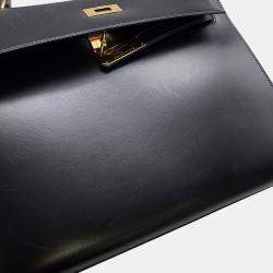 مملوكة مسبقًا حقيبة هيرميس كيلي سوليير 32 جلد بوكس أسود