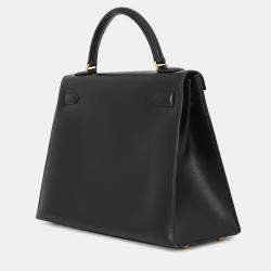 مملوكة مسبقًا حقيبة هيرميس كيلي سوليير 32 جلد بوكس أسود